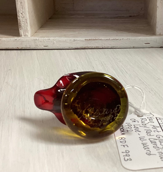 Titan "Cardinal of Love" Miniature Ruby Amberina Art Glass Figurine
