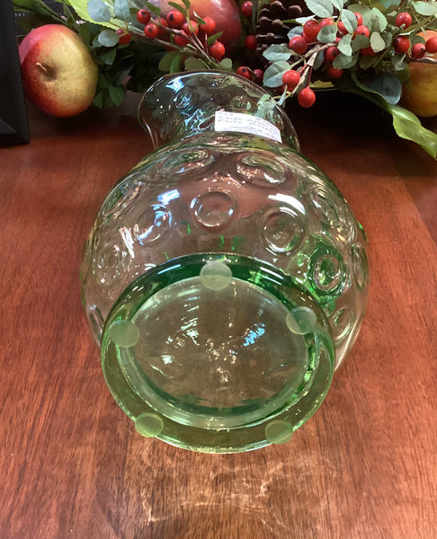 Green Glass Coin Dot Pitcher