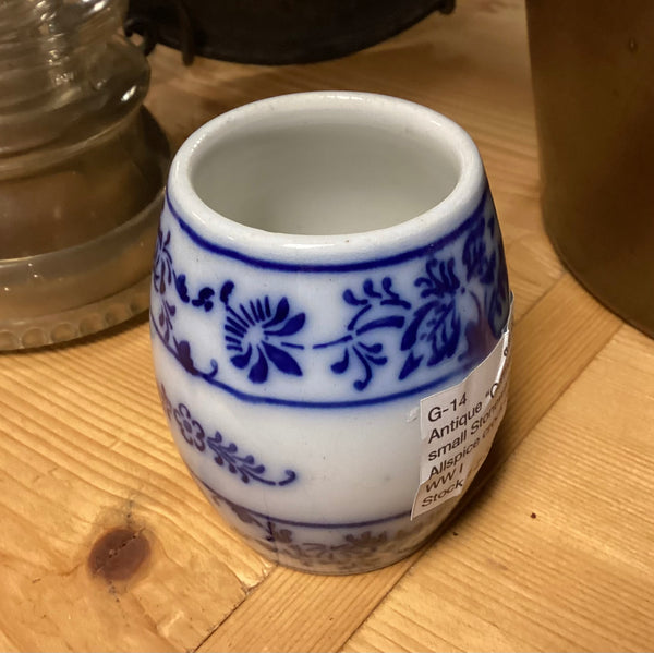 German Made Antique Blue & White Stoneware Allspice Crock
