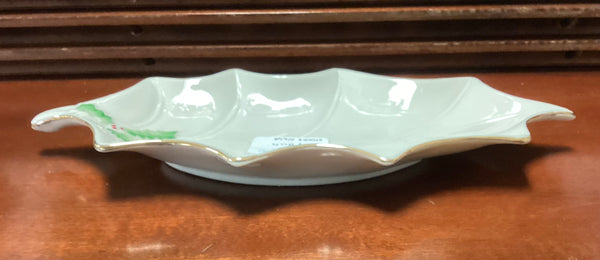 Belleek Pottery Holly Leaf Trinket/Candy Dish