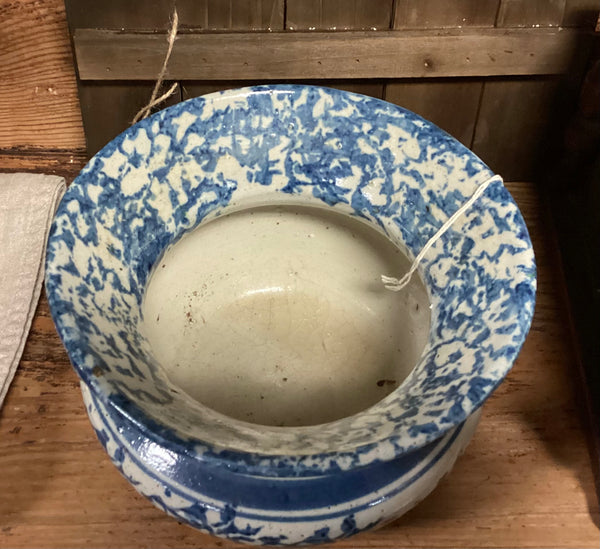 Blue Stoneware Spittoon Circa 1860