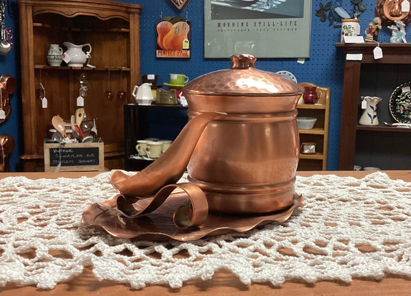 Vintage 1940's Copper Humidor w/ Pipe Rest & Tray