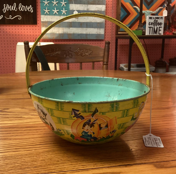 J. Chen & Co. Tin Nursery Rhymes Lithograph Basket/ Sand Pail
