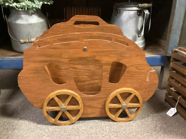 Hand Crafted 1950 Wooden Stage Coach Magazine Rack