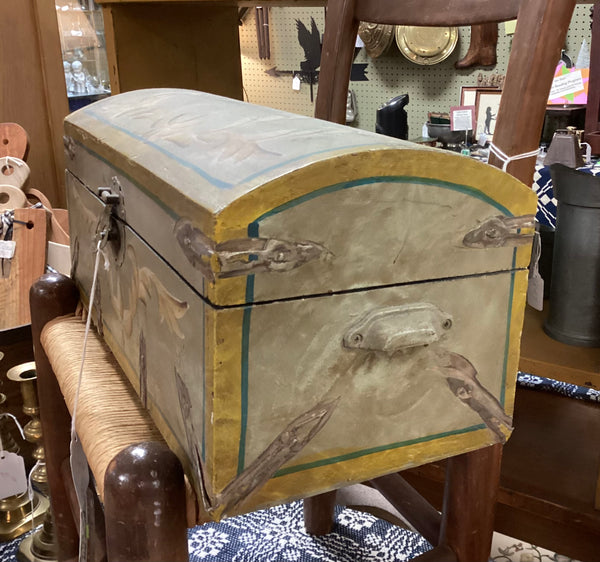 Painted Wooden Hump Back Trunk