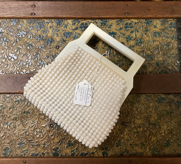 Vintage La Regale White Beaded Clutch Purse