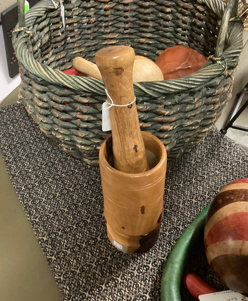 Turned Wood Mortar & Pestle Set