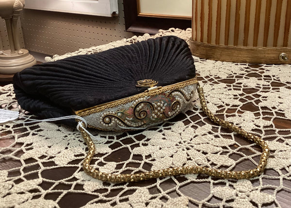 Vintage Duizend-Gans Paris Black Evening Bag