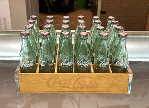 Miniature 24 Coca-Cola Bottles in Wooden Crate