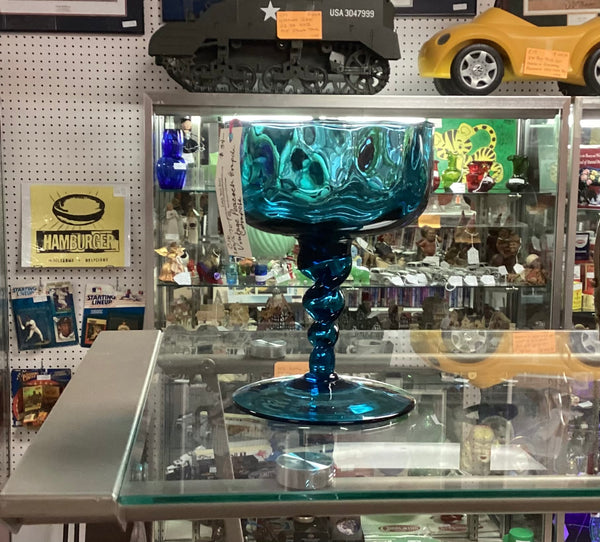 Empoli Peacock Blue Pedestal Compote