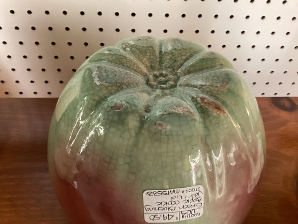 Green Blushing Apple Ceramic Cookie Jar