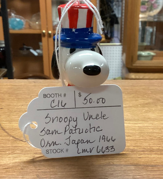 Vintage 1966 Uncle Sam Snoopy Ornament Made in Japan