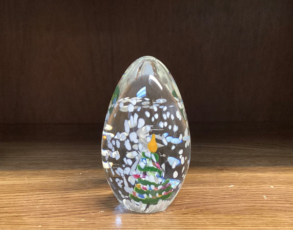Marilyn Kimble Holt Signed 1999 Egg Shaped Art Glass Paperweight