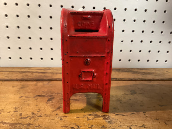 Painted Cast Iron U.S. Mail Box Coin Bank