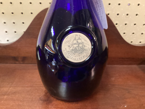 Shelton Glassworks 2007 Jamestown Discovery Commemorative Cobalt Blue Hand Blown Glass Bottle