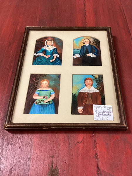 Framed Watercolor Four Portrait Set