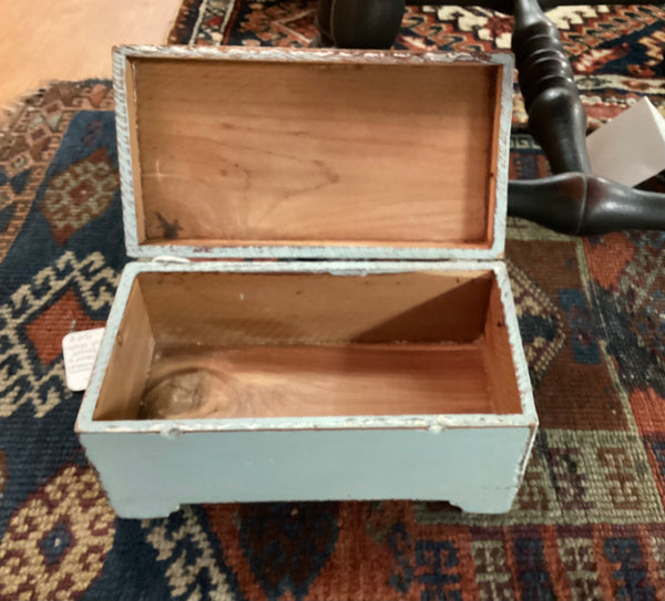 Miniature 19th Century Antique Painted Wood Blanket Box