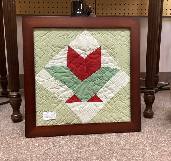 Framed 1913 Flower Basket Quilt Block