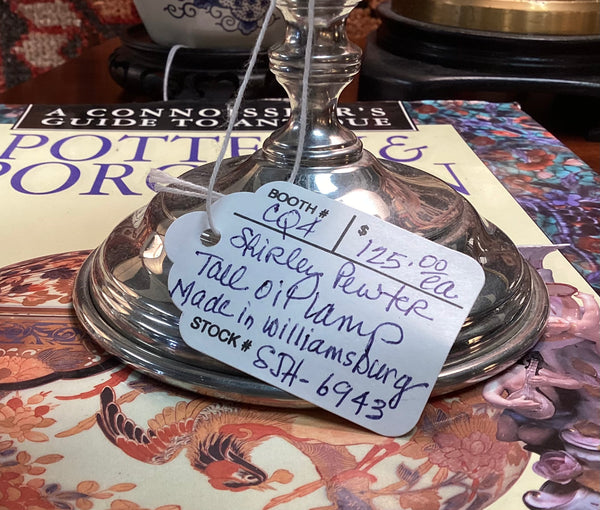Shirley Pewter Tall Oil Lamp Made in Williamsburg VA