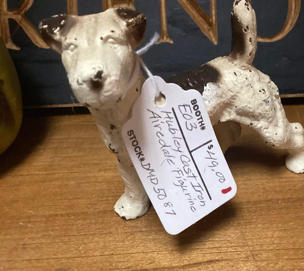 Hubley Miniature Painted Cast Iron Airedale Dog Figure