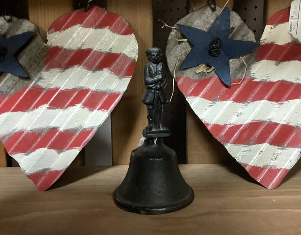 Black Cast Iron Hand Bell w/ Colonial Soldier Handle