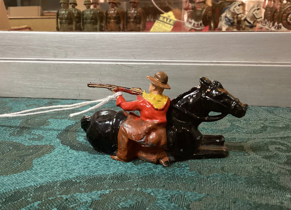 Johillco Toy Cowboy Figure Firing Gun Over Horse