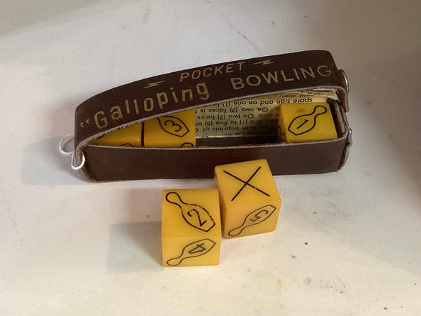 Pocket Galloping Bowling Game Bakelite Dice