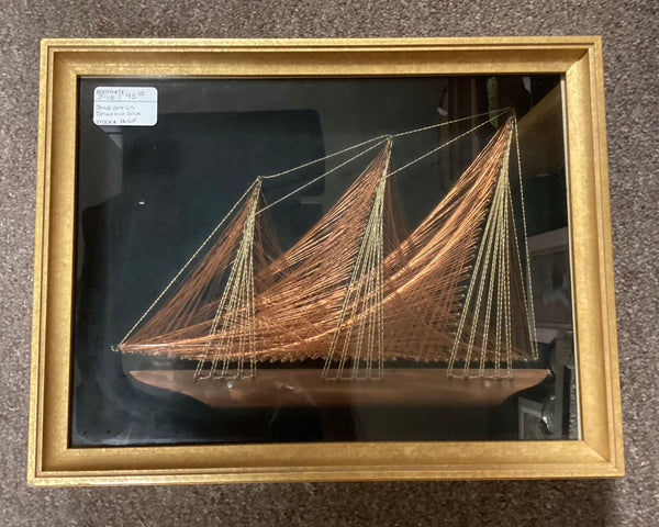 Sailing Ship String Art in Shadow Box Frame