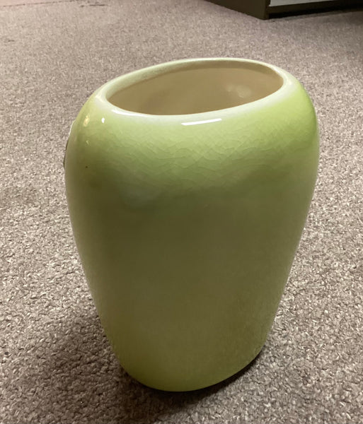 Royal Copley Chartreuse Green Vase w/ Leaves Decoration