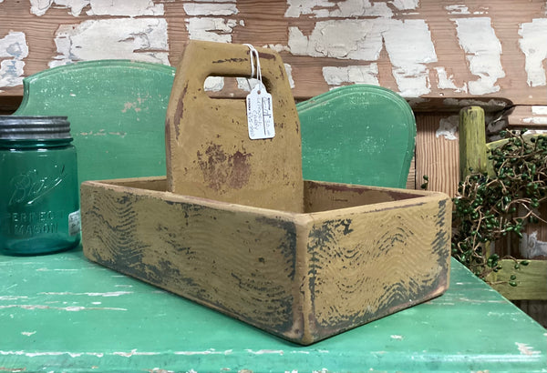 Primitive Painted Wood Utensil Caddy