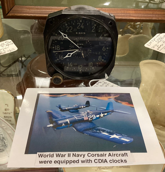 World War II Navy Waltham CDIA Aircraft Clock Working