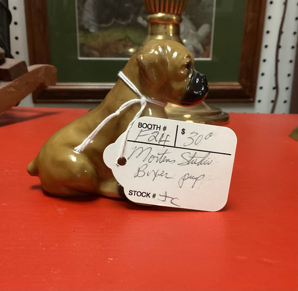 Mortens Studio Seated Figural Boxer Puppy Sculpture