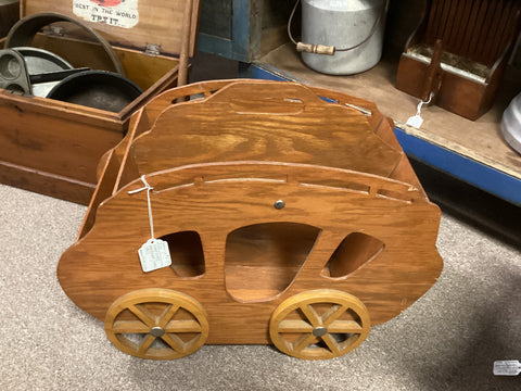 Hand Crafted 1950 Wooden Stage Coach Magazine Rack