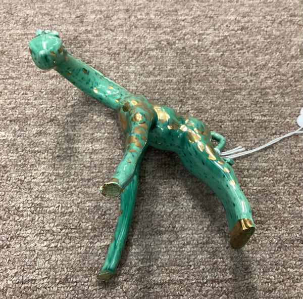 MCM Frank Engle Art Pottery Green Gold Giraffe Figurine