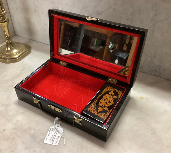 Black Lacquer Mother of Pearl Inlaid Jewelry Box