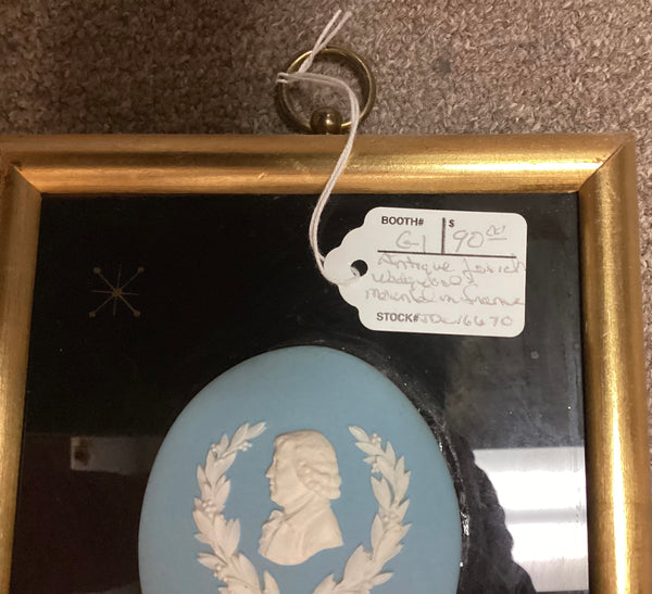 Wedgwood Framed Antique Blue Jasperware Josiah Wedgwood Portrait Plaque