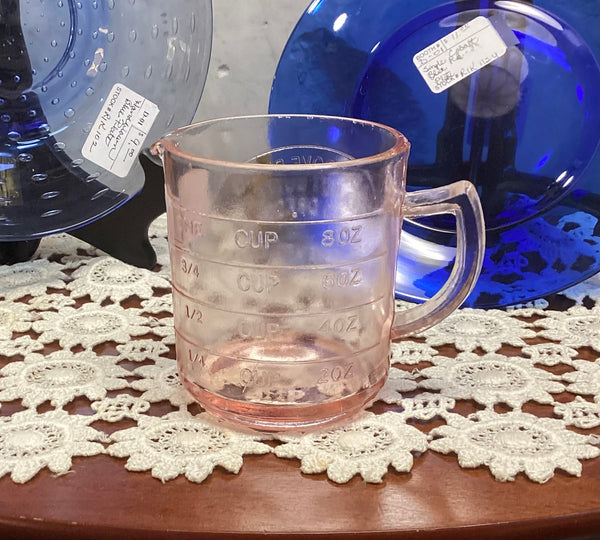 Pink Glass Cream Dove Brand Advertising Measuring Cup