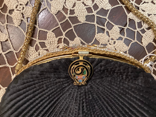 Vintage Duizend-Gans Paris Black Evening Bag