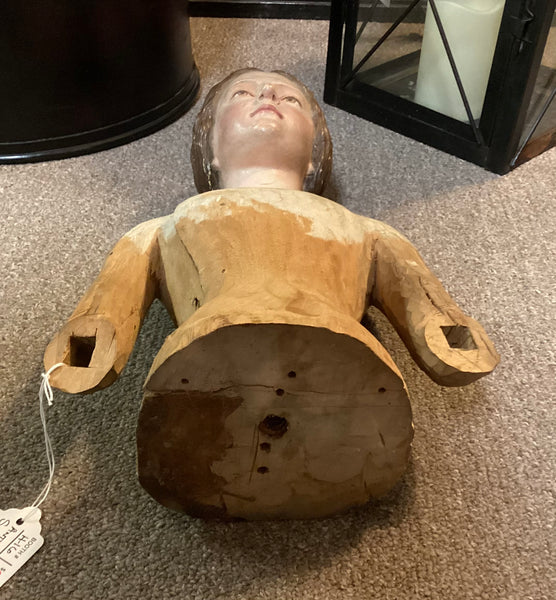 Antique Wooden Santos Doll Bust