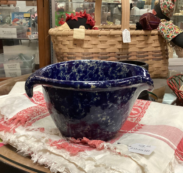 Bennington Potters Blue Agate Spongeware Batter Bowl