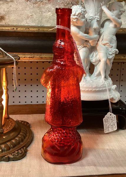 Old World Art Glass Amberina Santa Bottle