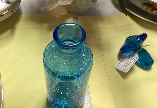 Blenko Blue Crackle Glass Decanter