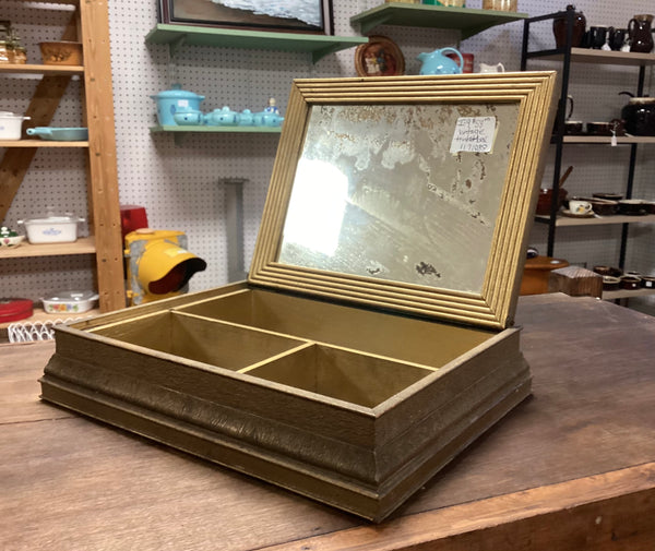 Vintage Ladies Wooden Trinket Box w/ Mirror