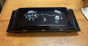 Black Lacquer & Inlaid Mother of Pearl Japanese Cigarette Box