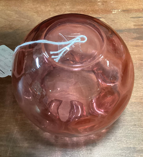 Fenton Coin Optic Cranberry Glass Rose Bowl