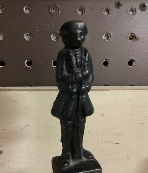 Black Cast Iron Hand Bell w/ Colonial Soldier Handle