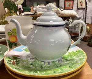 White Enamelware Teapot