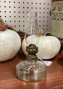 Petite Vintage Berman Clear Glass Oil Lamp