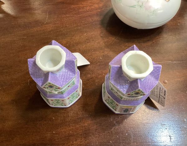 Pair 1997 Lenox Village Porcelain Candlesticks