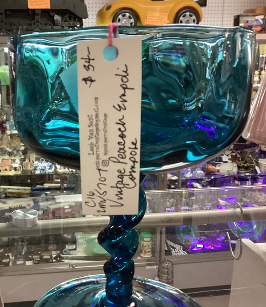 Empoli Peacock Blue Pedestal Compote